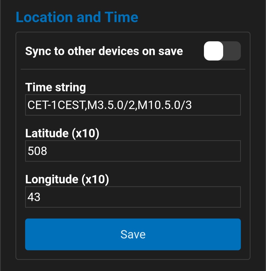 Location and time configuration preview