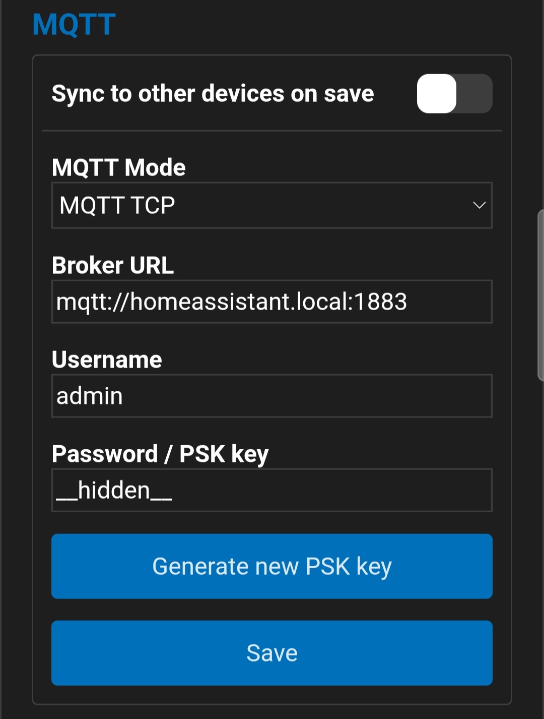 MQTT configuration preview